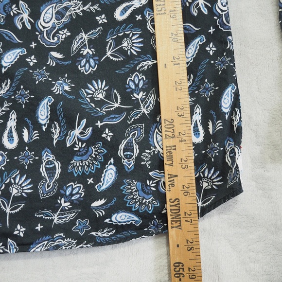 Au Noir Sz 4 (L) Men's Paisley Dress Shirt - Blue and White - Picture 11 of 13